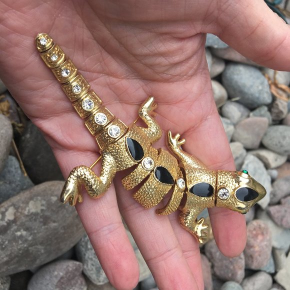 Brooch Vintage Retro Salamander Jewels Articulated - Picture 12 of 16